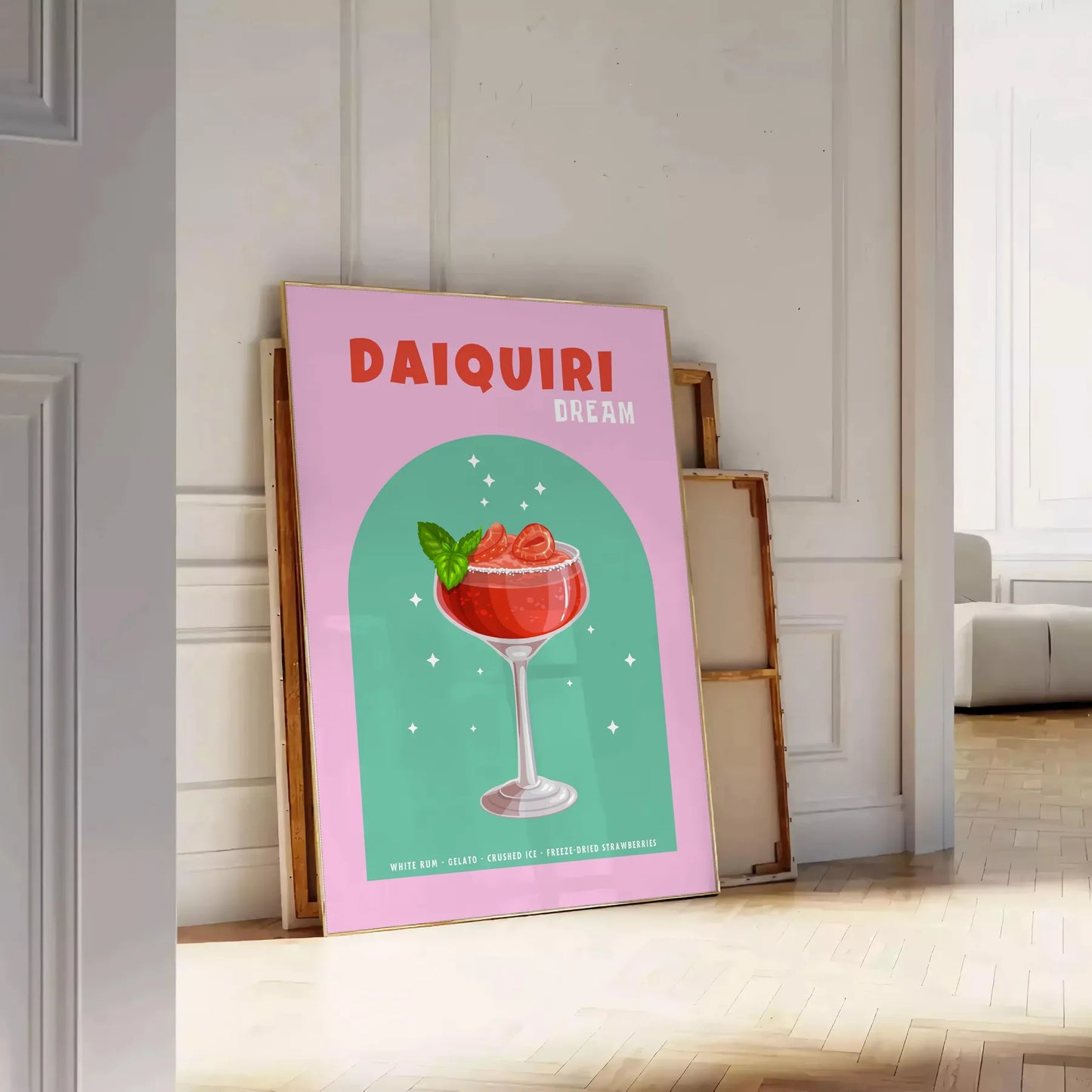 space vibrant zest cocktail daiquiri captivating poster lush green citrus orange wall art print ideal gift lovers enthusiasts frame decor needs