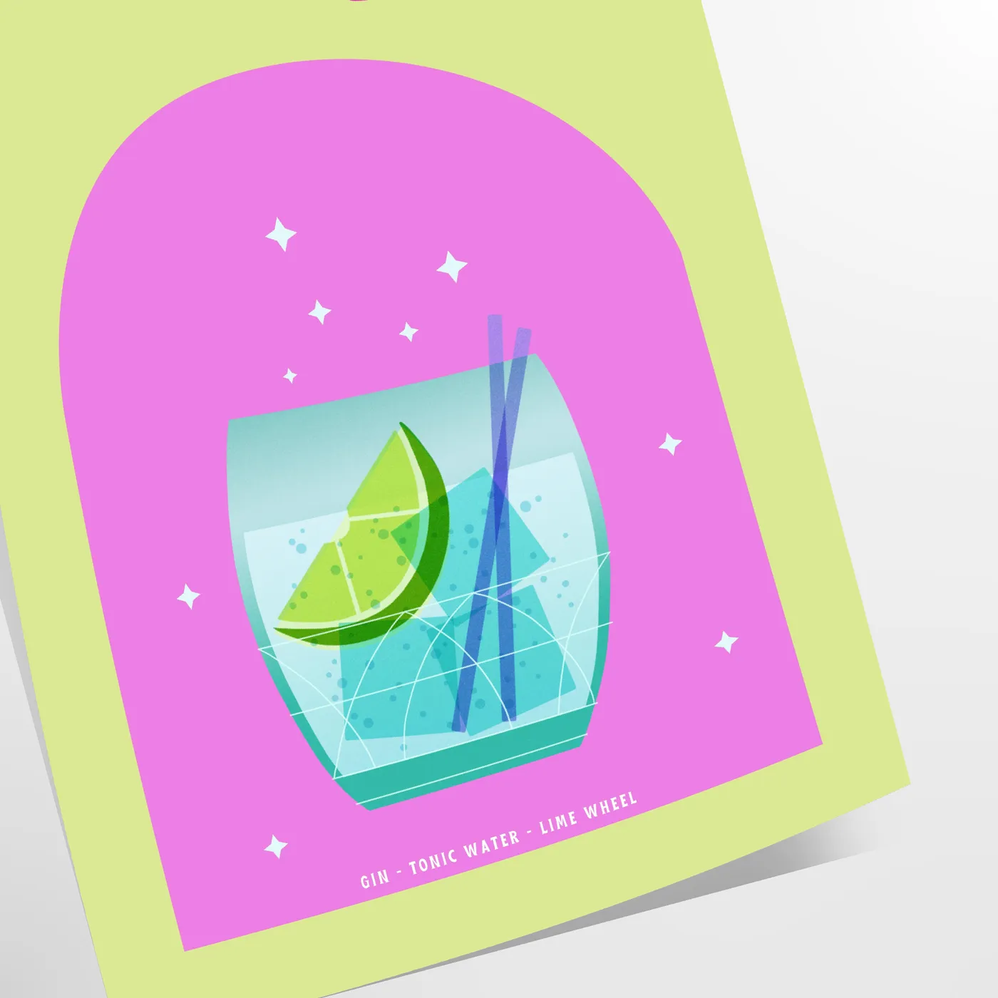 space vibrant gin tonic cocktail poster refreshing blend green blue hues wall art kitchen bar area eye print ideal gift various sizes A4 cm A0