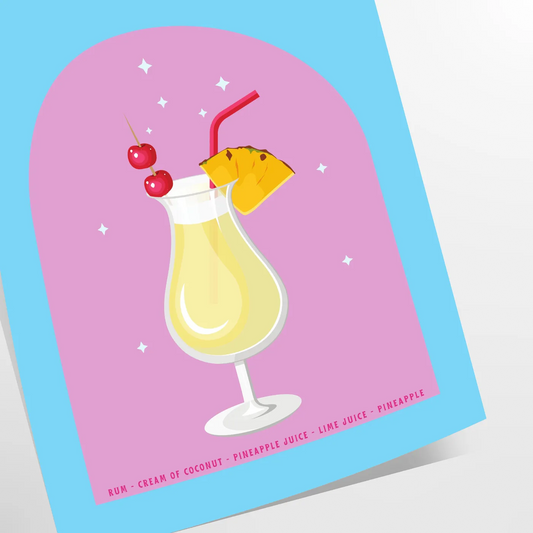 space captivating Piña Colada poster vibrant brown orange hues stunning wall art ideal gift cocktail enthusiasts lovers tropical vibe decor setting