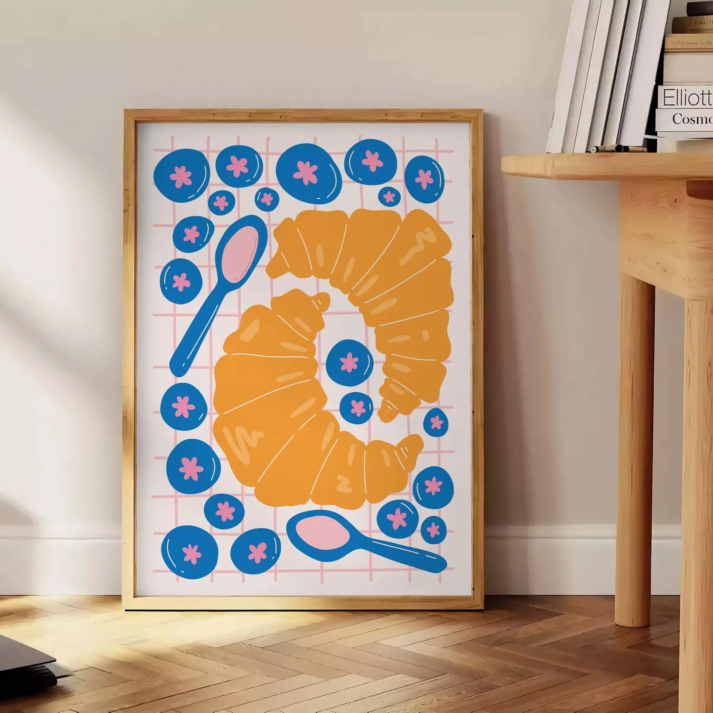 touch French charm kitchen Croissant Art Poster warm brown orange hues wall piece perfect gift decor upgrade available A4 cm A0