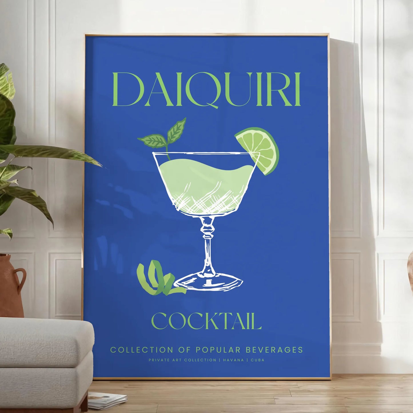 space vibrant Daiquiri Cocktail Art Poster refreshing green blue hues eye print perfect home décor unique gift multiple sizes A4 cm A0 style