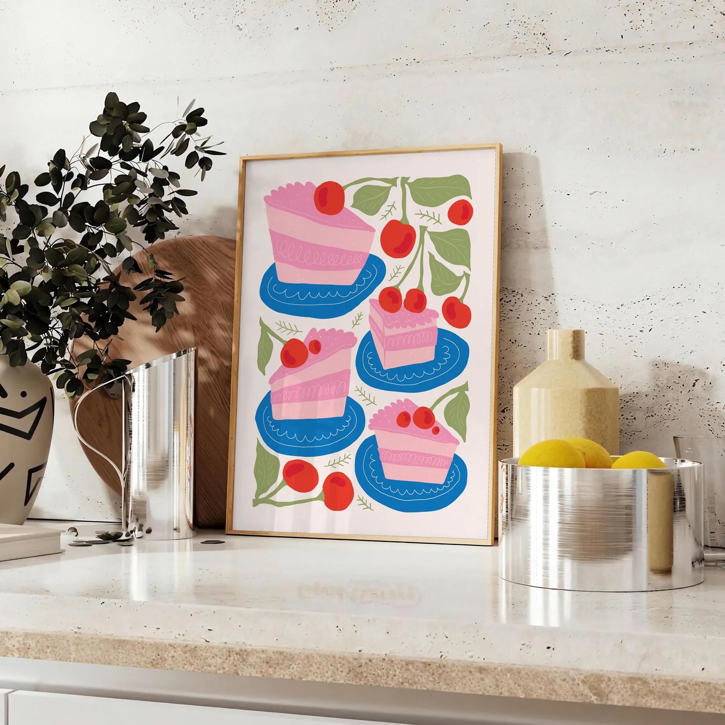 kitchen sweet haven vibrant dessert poster playful orange blue hues print splash charm decor gift unique wall art accent unframed version artwork