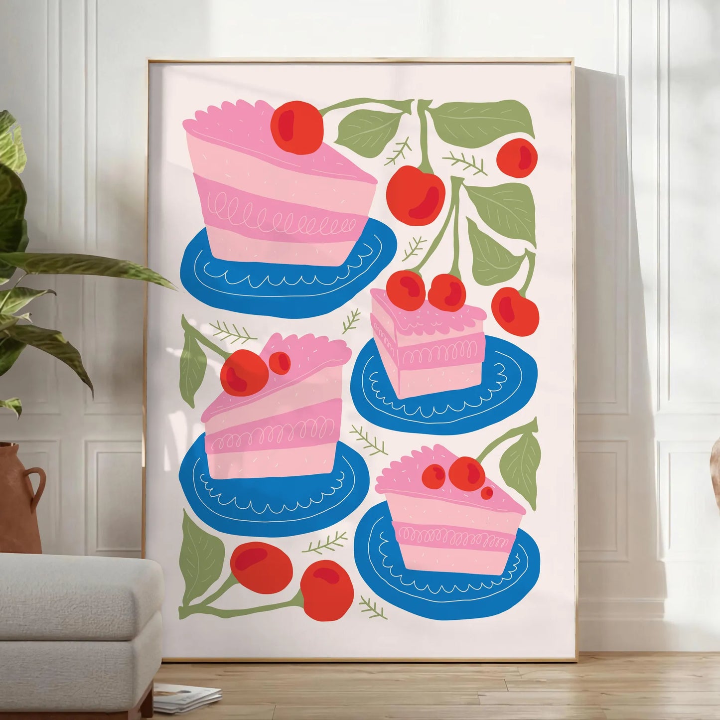kitchen sweet haven vibrant dessert poster playful orange blue hues print splash charm decor gift unique wall art accent unframed version artwork