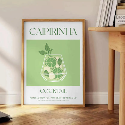 space caipirinha cocktail poster vibrant green white hues wall art unique gift statement piece perfect room print dimensions A4 cm A0