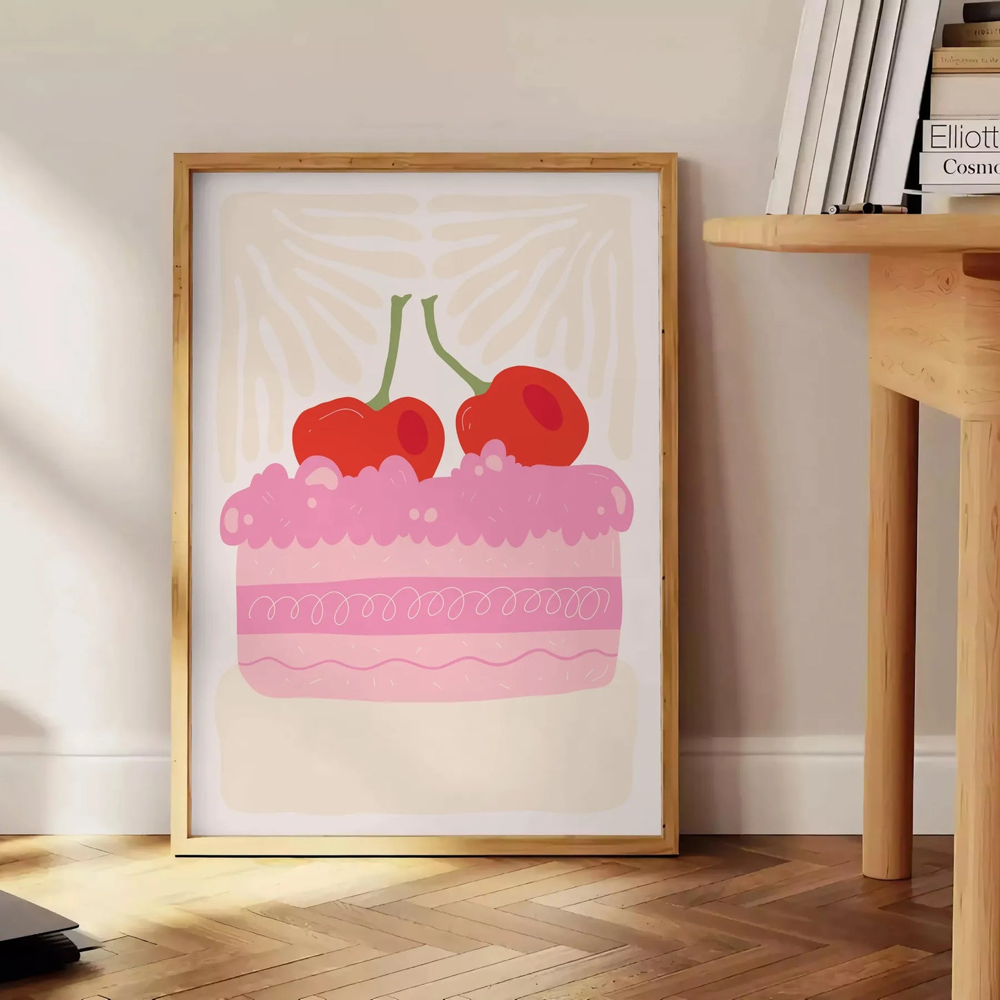 splash color kitchen delightful Cake Cherry poster vibrant green orange hues charming wall art perfect unique gift fresh addition decor standalone print space today