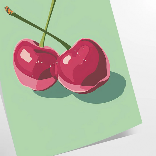 kitchen vibrant Cherry 2 poster stunning combination orange blue hues eye wall art print ideal gift lovers unframed option personalized touch