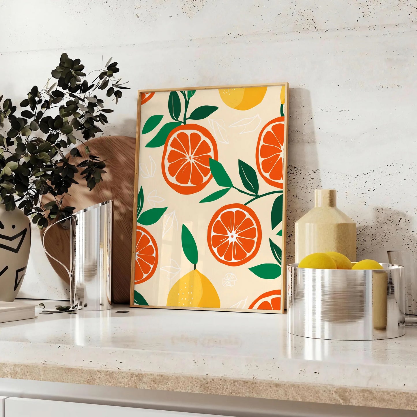 kitchen Citrus Art Poster vibrant green orange hues lively wall perfect zest space great gift food enthusiasts artwork available unframed options
