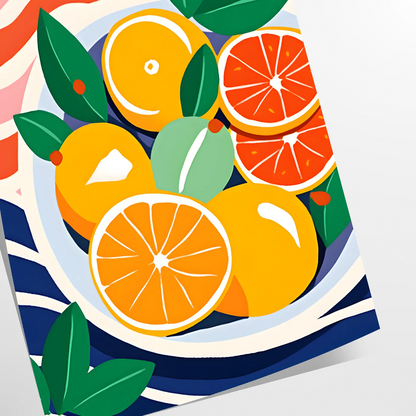 kitchen Citrus Poster vibrant orange blue hues eye wall art perfect unique gift space lively artwork standalone print