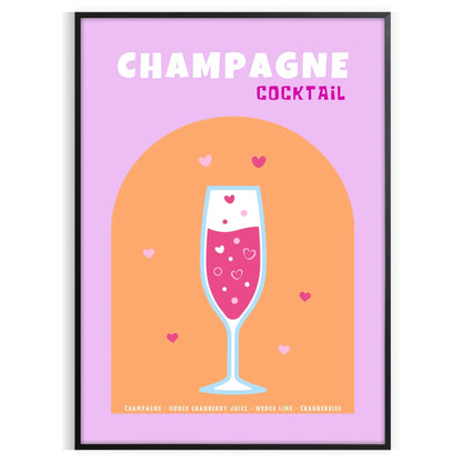 space vibrant cocktail champagne poster delightful blend pink yellow hues wall art distinctive gift eye print touch elegance room unframed styles decor