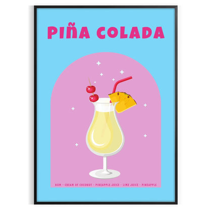 space captivating Piña Colada poster vibrant brown orange hues stunning wall art ideal gift cocktail enthusiasts lovers tropical vibe decor setting