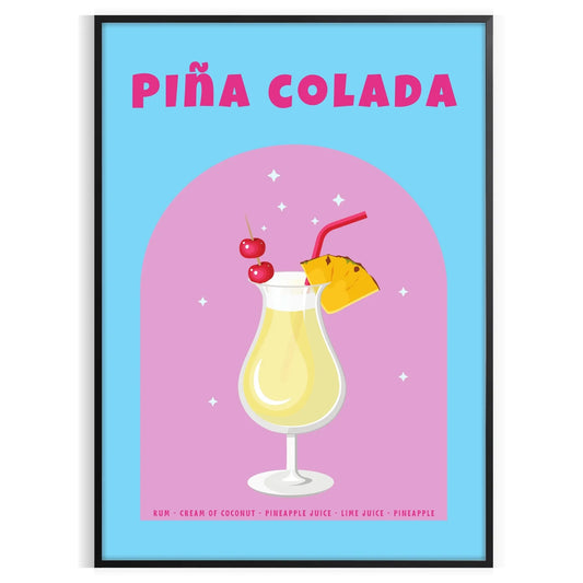 space captivating Piña Colada poster vibrant brown orange hues stunning wall art ideal gift cocktail enthusiasts lovers tropical vibe decor setting