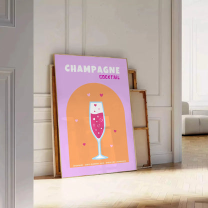 space vibrant cocktail champagne poster delightful blend pink yellow hues wall art distinctive gift eye print touch elegance room unframed styles decor