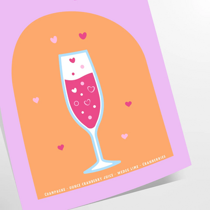 space vibrant cocktail champagne poster delightful blend pink yellow hues wall art distinctive gift eye print touch elegance room unframed styles decor