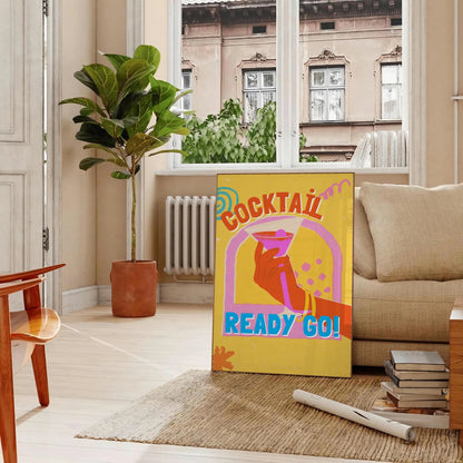 space vibrant cocktail poster orange blue hues wall art thoughtful gift artwork splash style setting sizes A4 cm A0