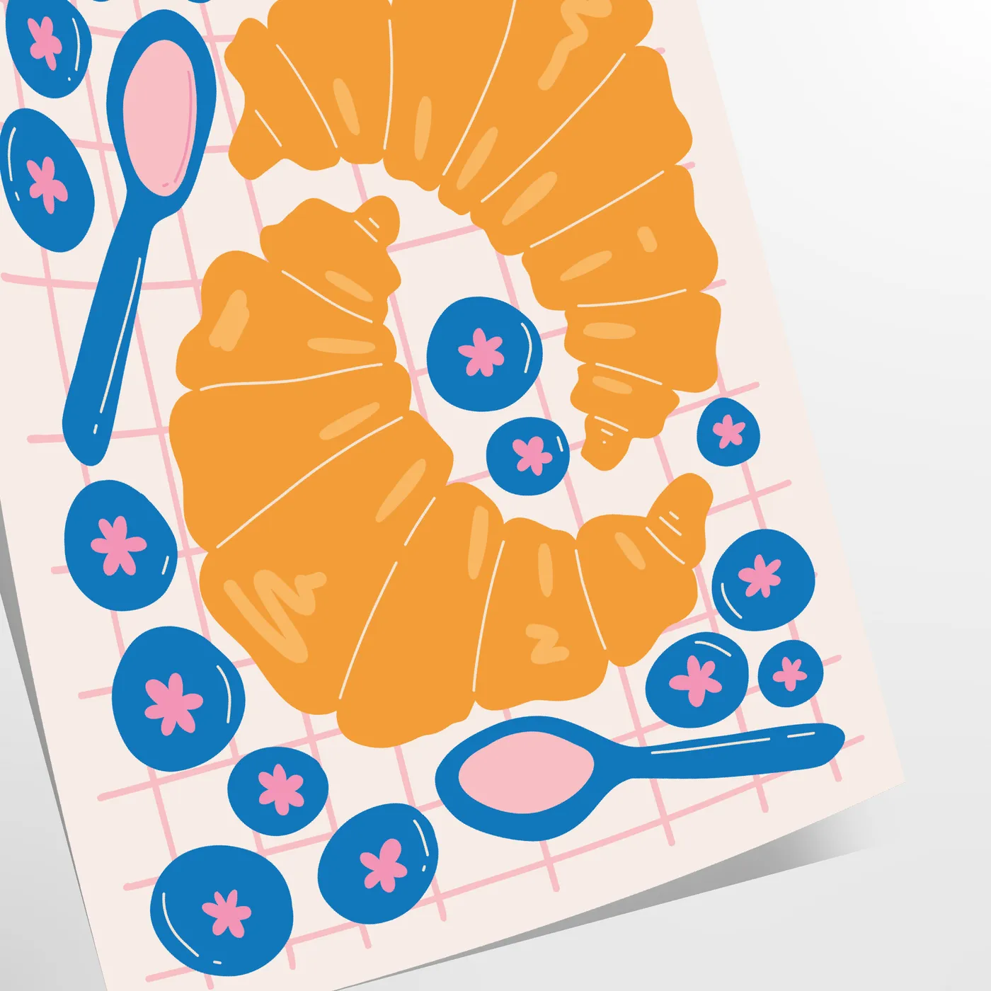 touch French charm kitchen Croissant Art Poster warm brown orange hues wall piece perfect gift decor upgrade available A4 cm A0