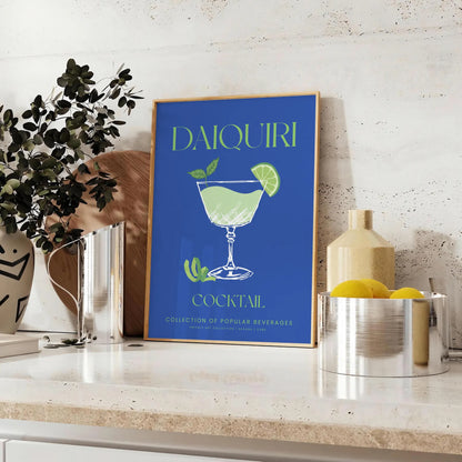 space vibrant Daiquiri Cocktail Art Poster refreshing green blue hues eye print perfect home décor unique gift multiple sizes A4 cm A0 style