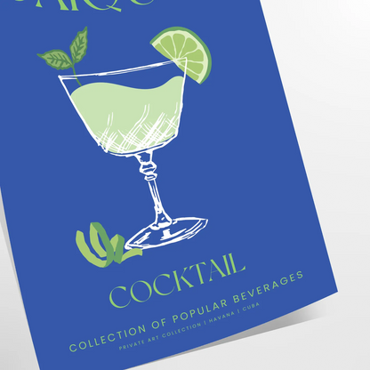 space vibrant Daiquiri Cocktail Art Poster refreshing green blue hues eye print perfect home décor unique gift multiple sizes A4 cm A0 style