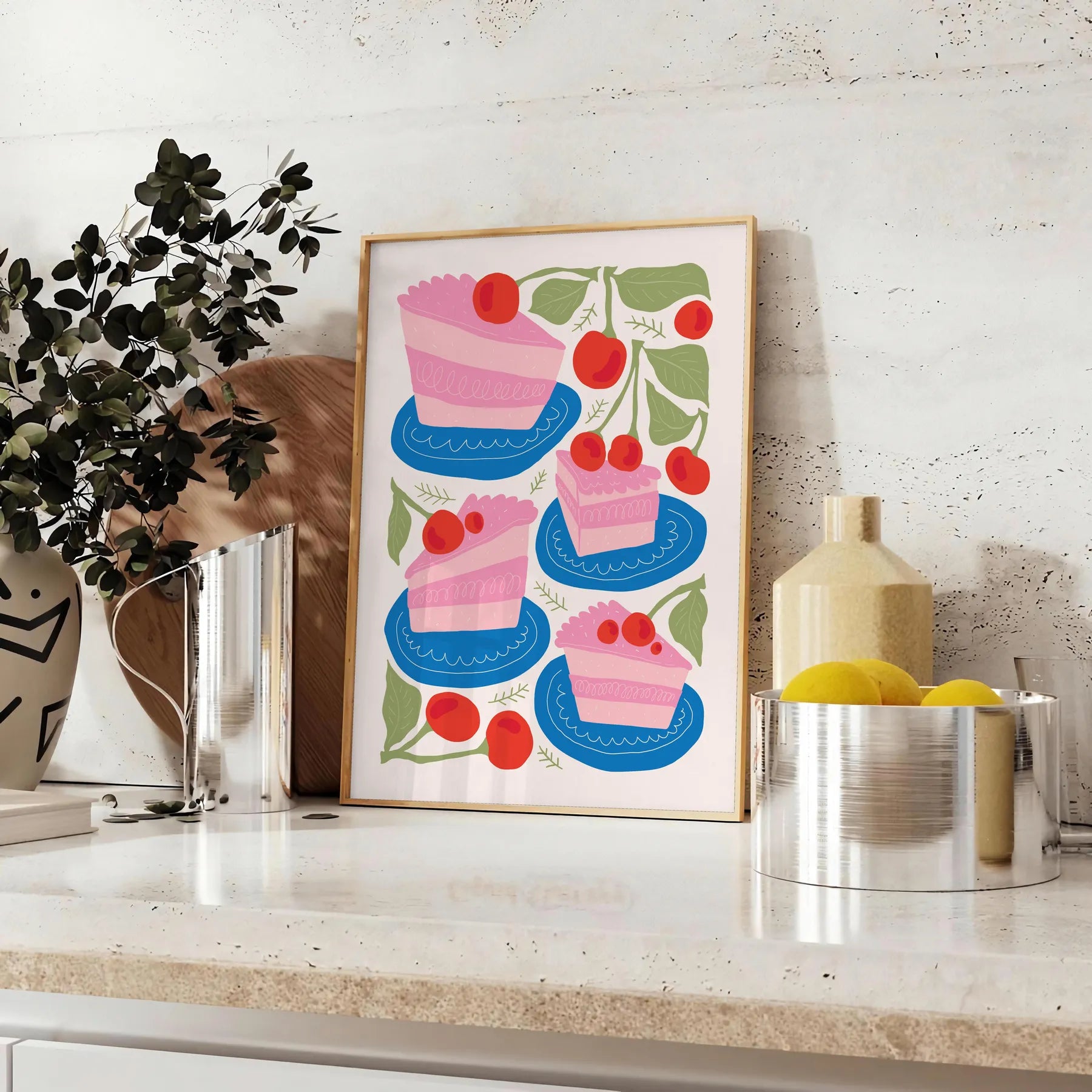 kitchen sweet haven vibrant dessert poster playful orange blue hues print splash charm decor gift unique wall art accent unframed version artwork