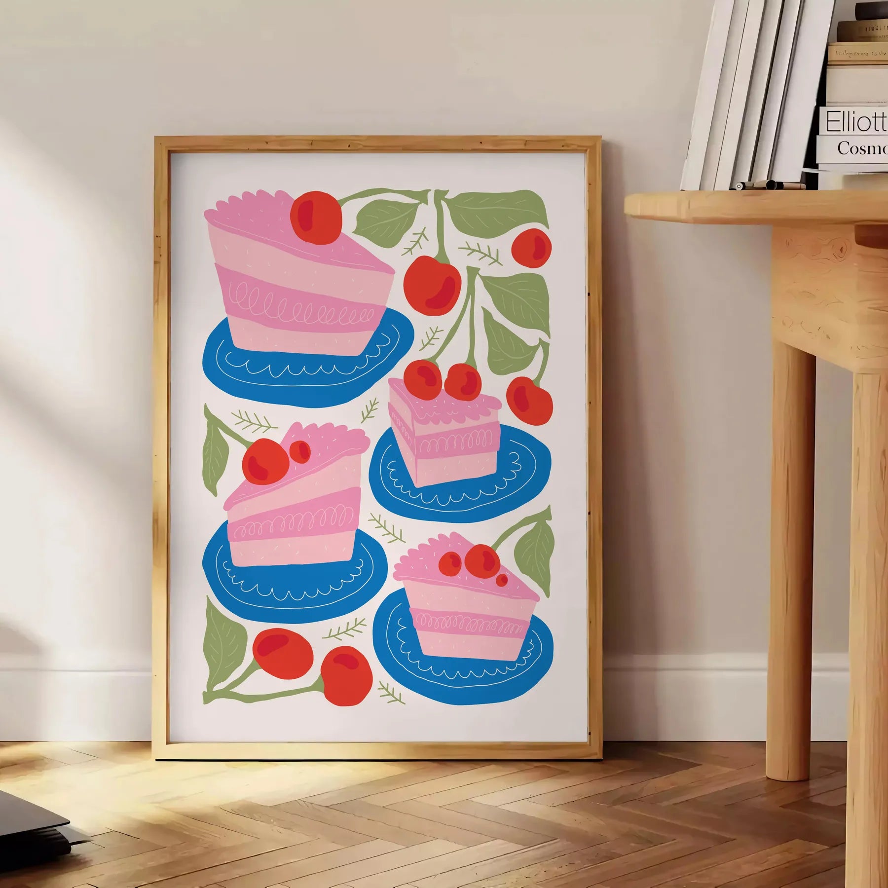 kitchen sweet haven vibrant dessert poster playful orange blue hues print splash charm decor gift unique wall art accent unframed version artwork
