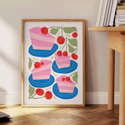 kitchen sweet haven vibrant dessert poster playful orange blue hues print splash charm decor gift unique wall art accent unframed version artwork