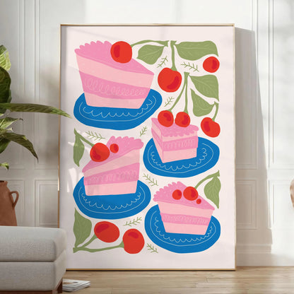 kitchen sweet haven vibrant dessert poster playful orange blue hues print splash charm decor gift unique wall art accent unframed version artwork